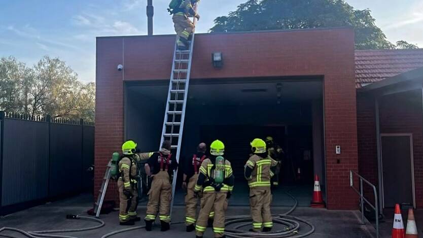 Fire and Rescue Station 360 responded to Leeton Police Station after an extraction fan caught alight. Picture supplied.