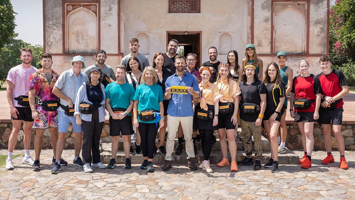 The 2023 Amazing Race Australia cast, including model Bec Judd and sister Kate, Silverchair member Ben Gillies and wife Jackie, and Kath and Kim actor Peter Rowsthorn and daughter Frankie. Picture: Amazing Race AU on Facebook