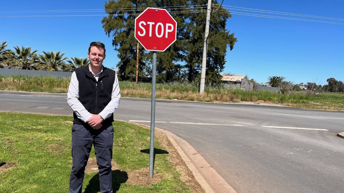 Leeton Shire Council's group manager of operations Tom Steele at the Karri and Cassia roads intersection. Picture by Talia Pattison