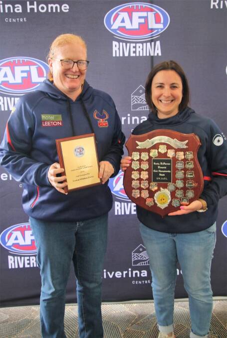 Kathryn Bechaz and Julianne Dowling accept the club champion honour. Picture supplied