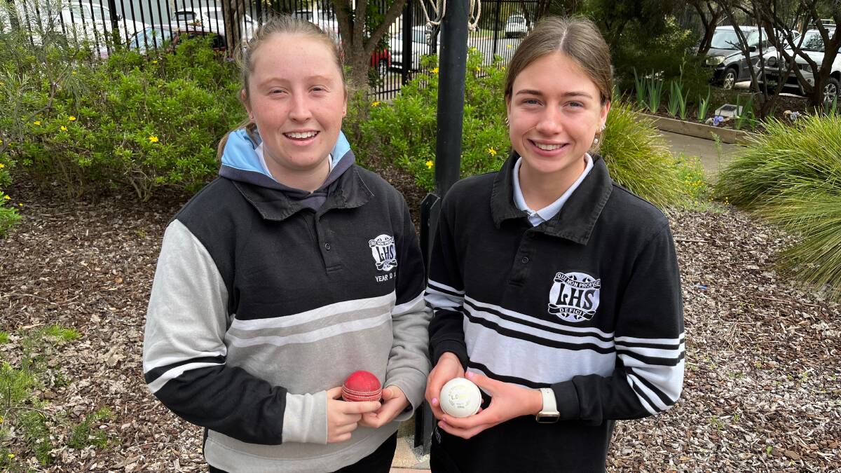 Charlie Lamont (left) and Eloise Crelley have been selected in the Riverina team to compete in the NSWCHS Cricket State Championships next month. Picture by Talia Pattison