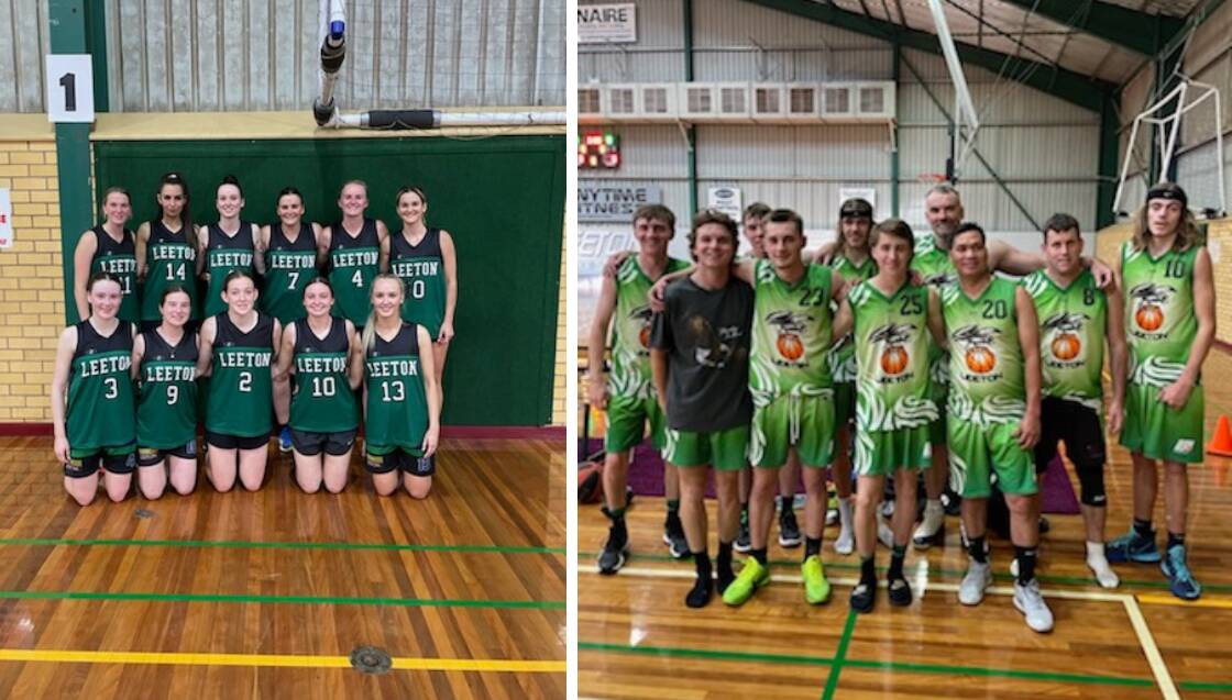 The women's and men's Leeton Eagles side on Saturday as part of the MIA League basketball competition. Pictures supplied