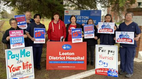 Leeton's nurses held a rally outside the town's hospital calling for improved pay on Thursday, July 25. Picture by Talia Pattison