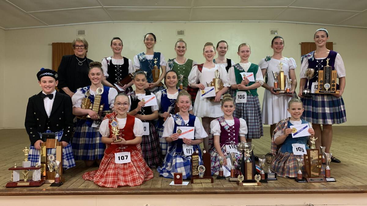 TOP JOB: The prize winners from this year's Leeton Eisteddfod highland dancing discipline. Photo: Supplied
