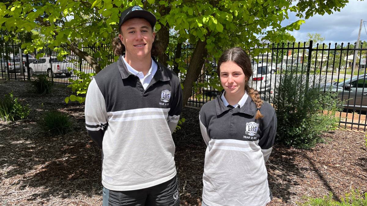 Leeton High School 2023 HSC students Callum Dunn (left) and Jessica Wells are sharing their year 12 journey. Picture by Talia Pattison