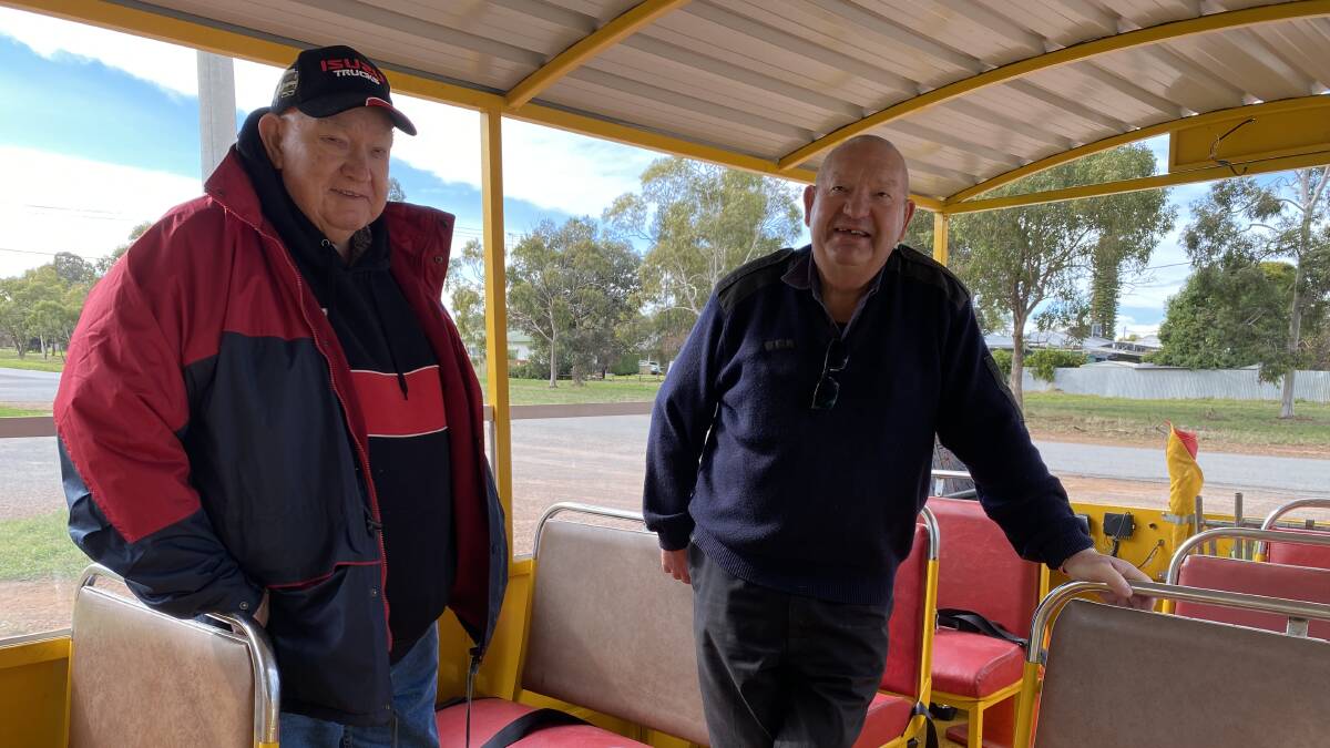 Lions Club of Leeton members Bob Strempel (left) and Brian Collins explain how the funds will be used. Picture by Talia Pattison