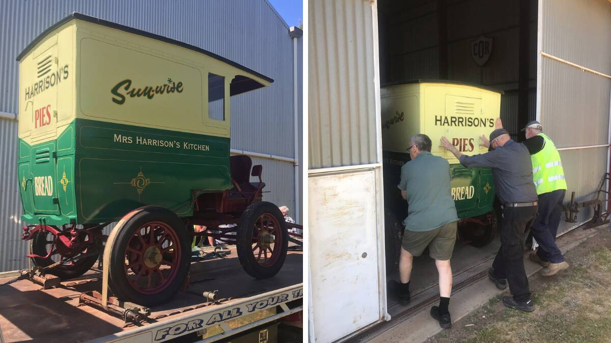 The cart was loaded up at the Leeton Men's Shed and transported to its new home at the Yanco Powerhouse Museum. Pictures supplied 