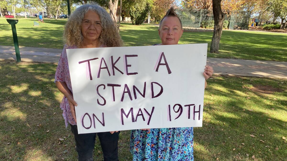 Leeton shire community members Deb Fernando (left) and Jo Roberts would love to see as many people as possible at the rally. Picture by Talia Pattison