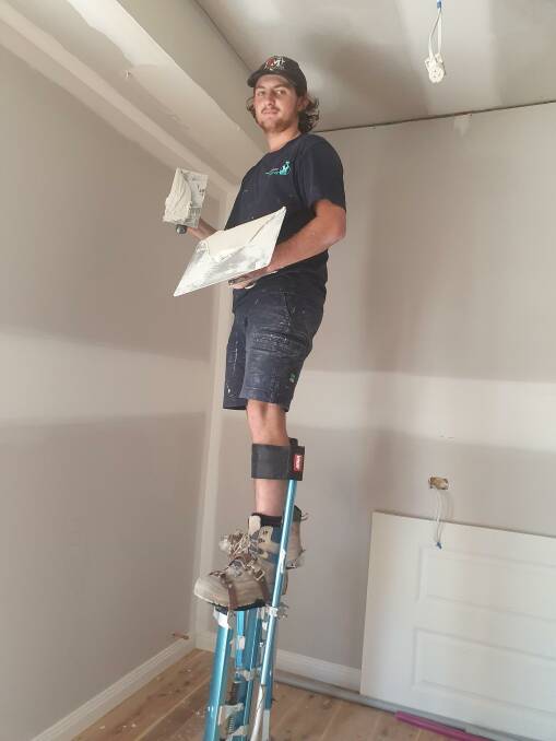 Zane Lyons is three years into his plastering apprenticeship, recommending other young people consider a trade or traineeship when thinking about their careers. Picture supplied