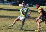 Tyler O'Connell injured his knee against Hay in their Sunday, July 21 clash and is now out indefinitely in a big loss for the Leeton Greens. Picture by Liam Warren
