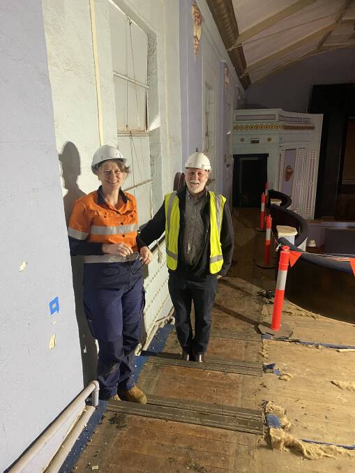 Karina Acton (left) and Noel Thomson assure residents attention is being given to the Roxy Theatre's heritage aspects during the redevelopment. Picture supplied