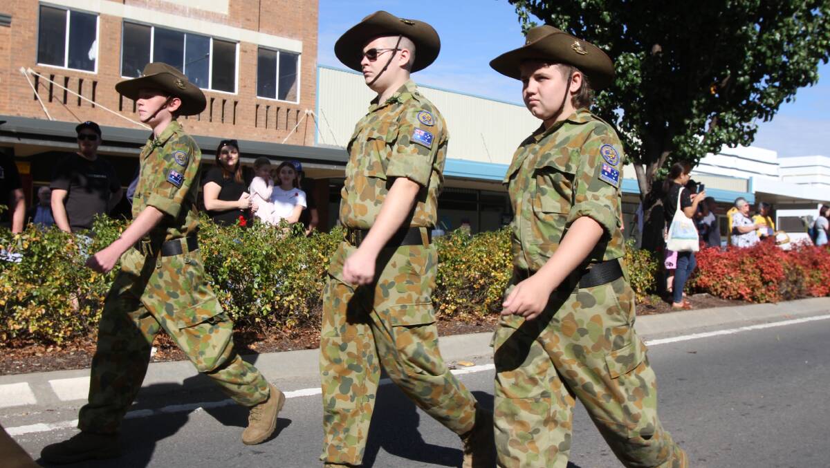 Leeton Army Cadets played a significant role in the town's Anzac Day services in 2023. Picture by Talia Pattison