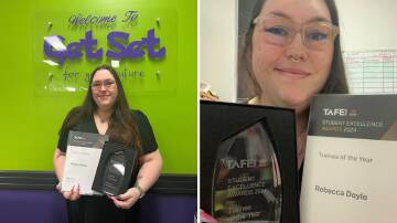 GetSet staff member Becky Doyle won the trainee of the year award for NSW at the recent state TAFE Excellence Awards. Pictures supplied 