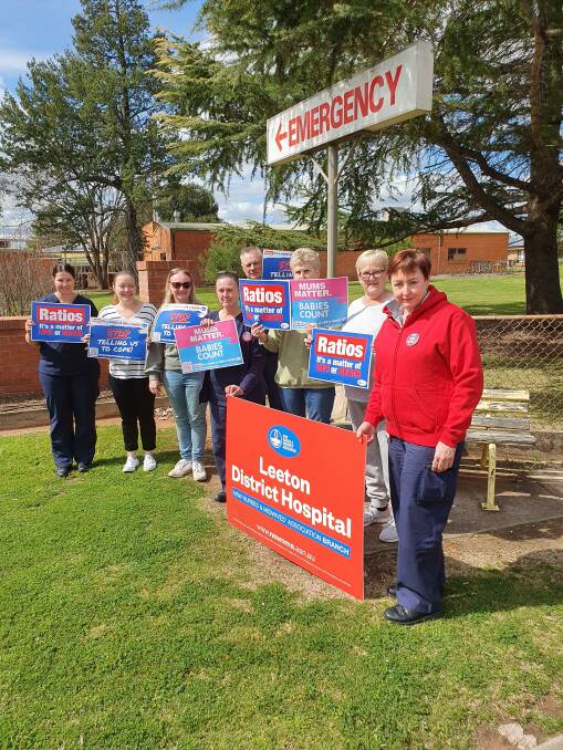 Leeton nurses and supporters participated in recent industrial action. Picture supplied