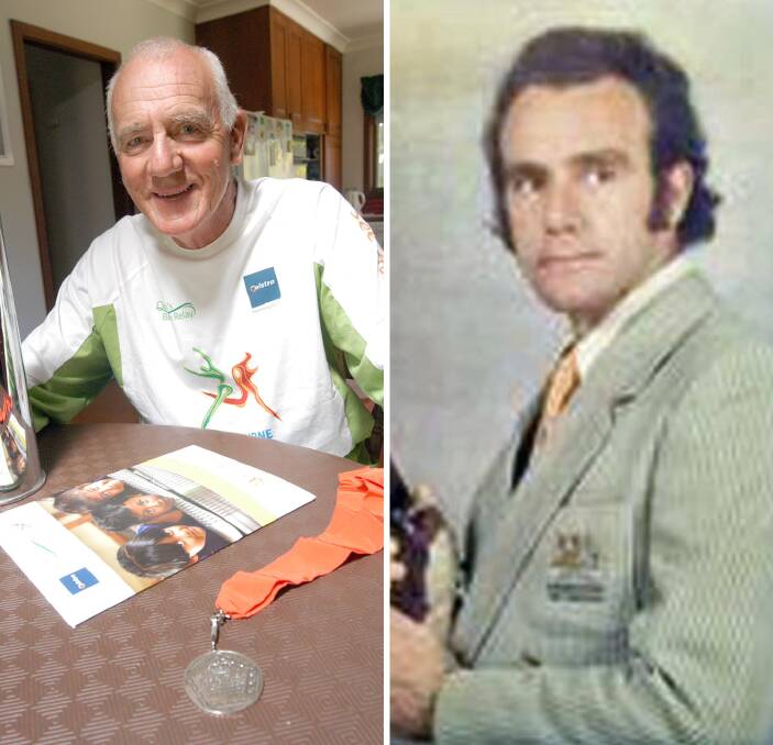 Norm Harrison (left in 2016) and (right) when he was representing Australia. Harrison will be inducted into the Leeton Sporting Walk of Fame later this month. 