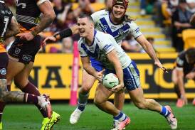 Connor Tracey has scored a hat-trick of tries in Canterbury's stunning win in Brisbane. Photo: Jono Searle/AAP PHOTOS